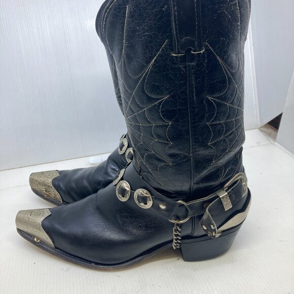 Vtg DURANGO western cowboy rockabilly harness metal tips cobweb mens sz 10 1/2EE - Picture 9 of 13